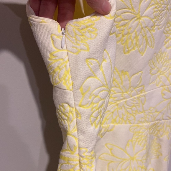 Shoshanna Yellow Floral Faux Wrap Cut Out Mini Dress Size 4 - Picture 5 of 8